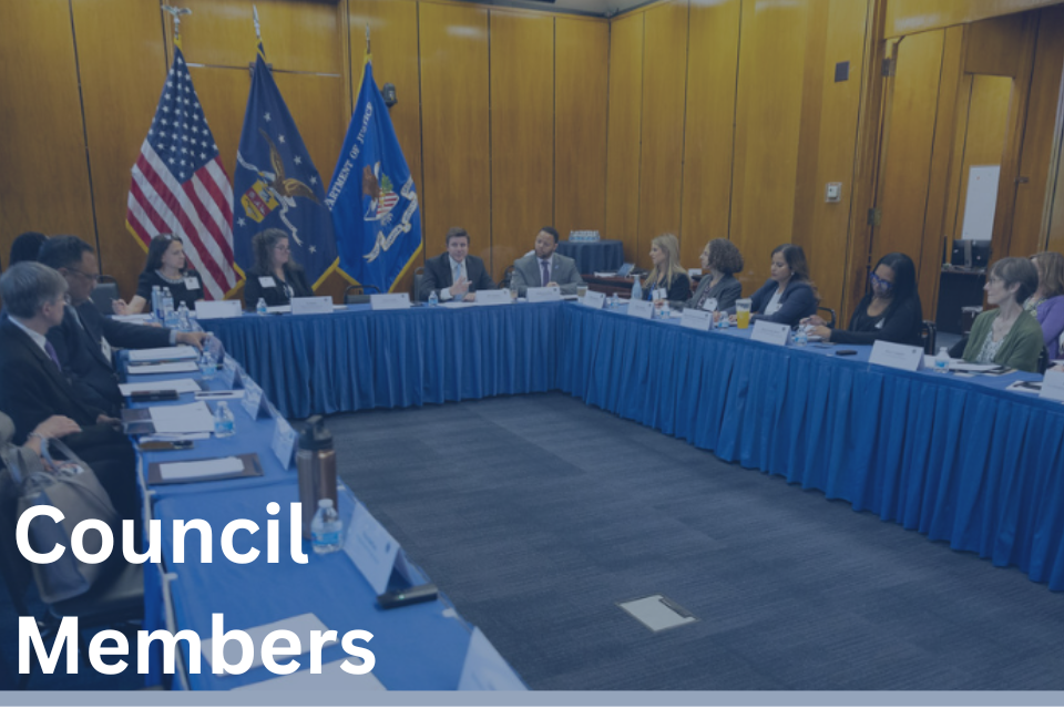 Council Members Image text says "Council Members" and includes a photo from a recent Council meeting.
