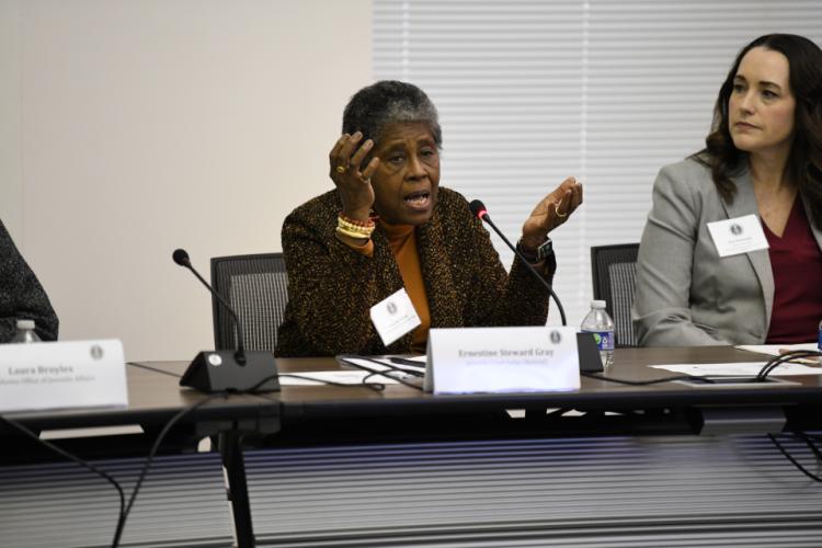 Retired Juvenile Court Judge Ernestine Gray speaks before the Council.