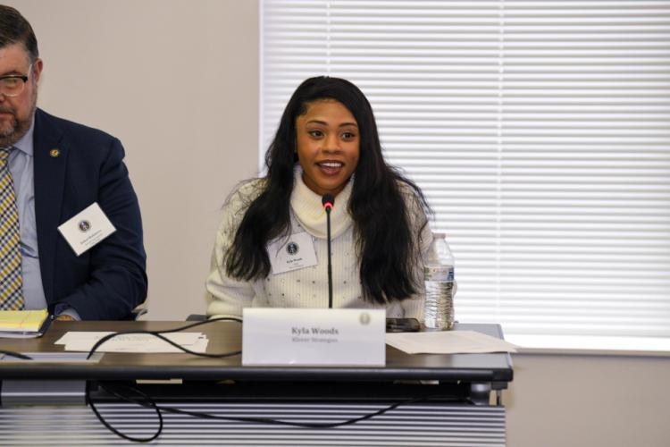 Kyla Woods, CEO, Klover Strategies, speaks at the Coordinating Council meeting.