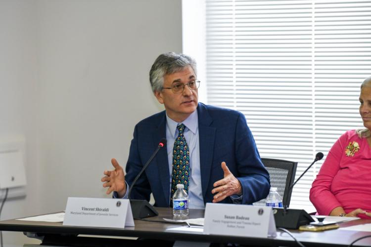 Secretary Vincent Shiraldi, Maryland Department of Juvenile Services, speaks at the Coordinating Council meeting.